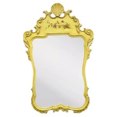 Vintage Union National Chinoiserie Jaune Shell Wood Wood Frame Wall Mirror