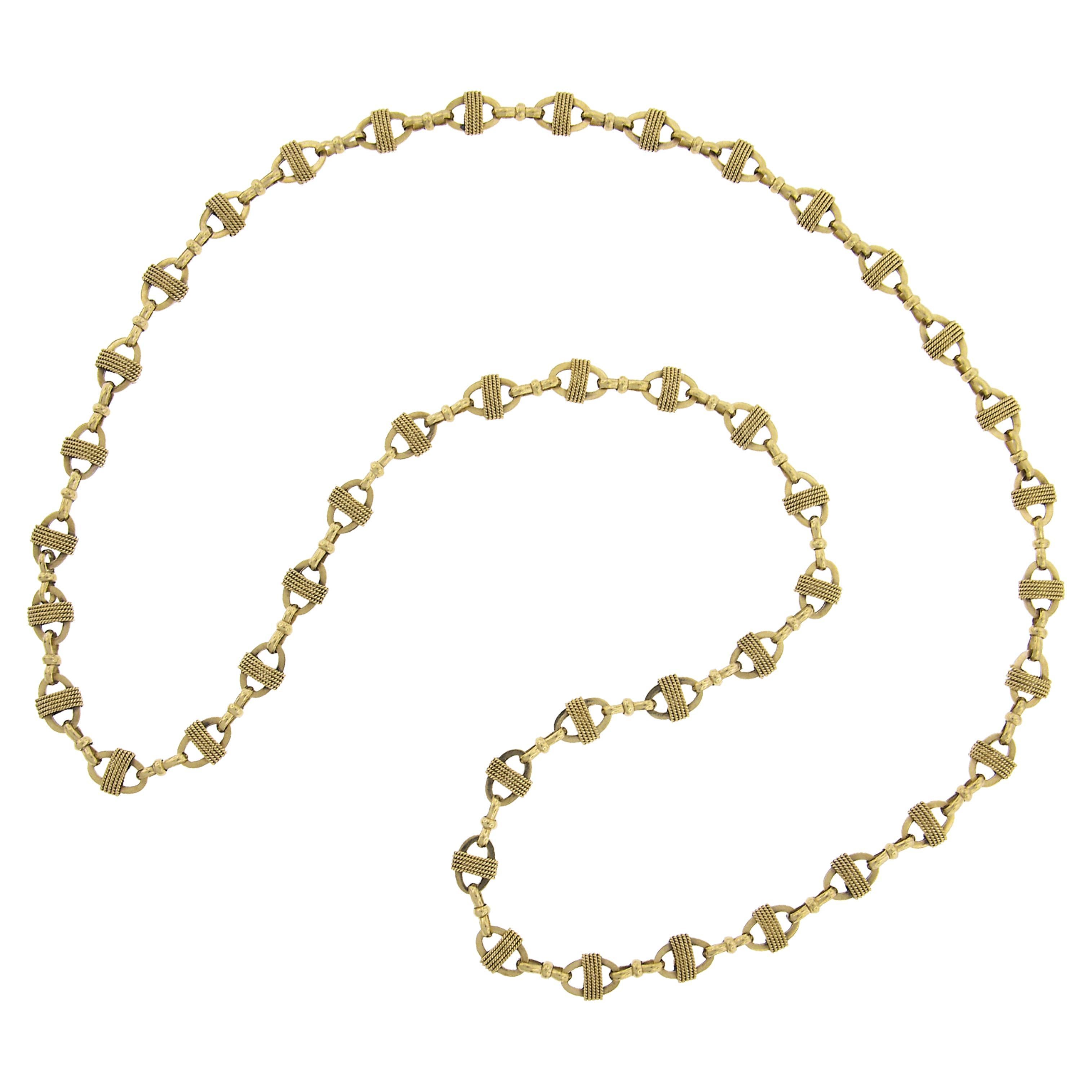 Vintage Einzigartige 14K Gold 30" gedrehte Draht Wickelkette an offener ovaler Gliederkette Halskette, Vintage im Angebot