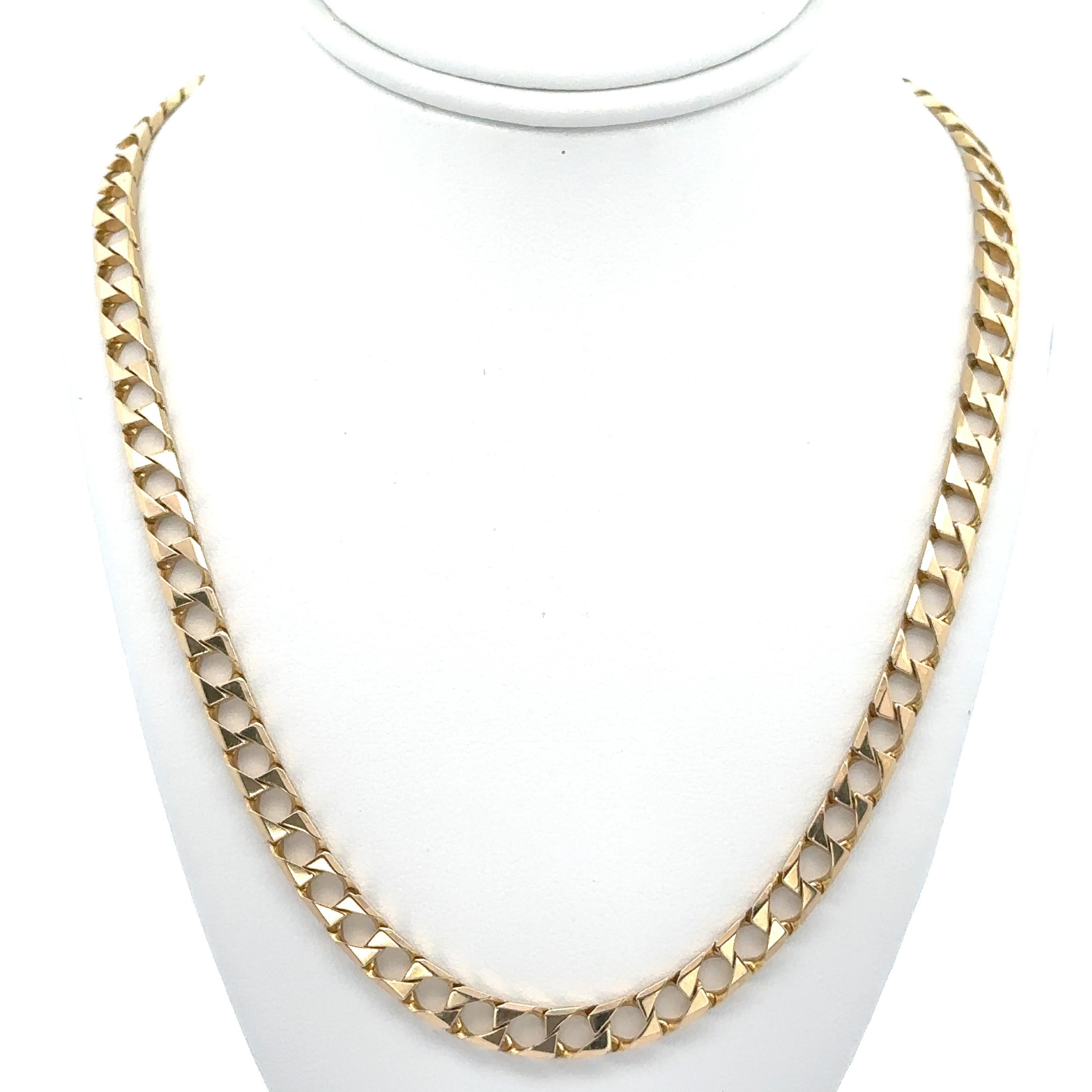 Material: Solid 14k Yellow Gold 
Weight: 20.73 Grams 
Type: Unique Squared Cuban Curb Link
Length: 20