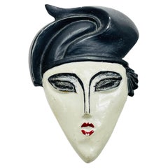 Vintage unique face artisan designer brooch