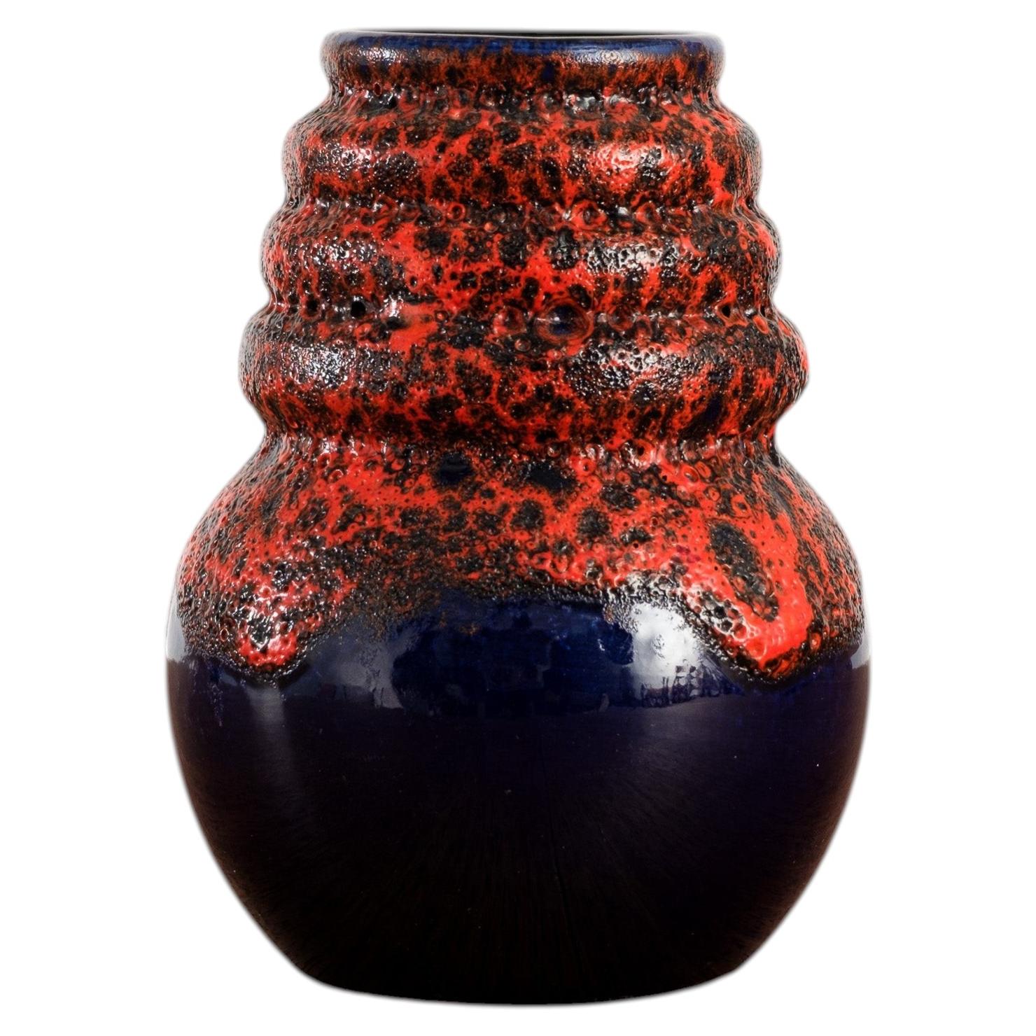 Mid-Century Modern Fat Lava Vase, Glazed Ceramic, West Germany, 1960s