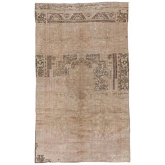 Antique Unique Oushak Carpet, Neutral Palette, Subdued Colors