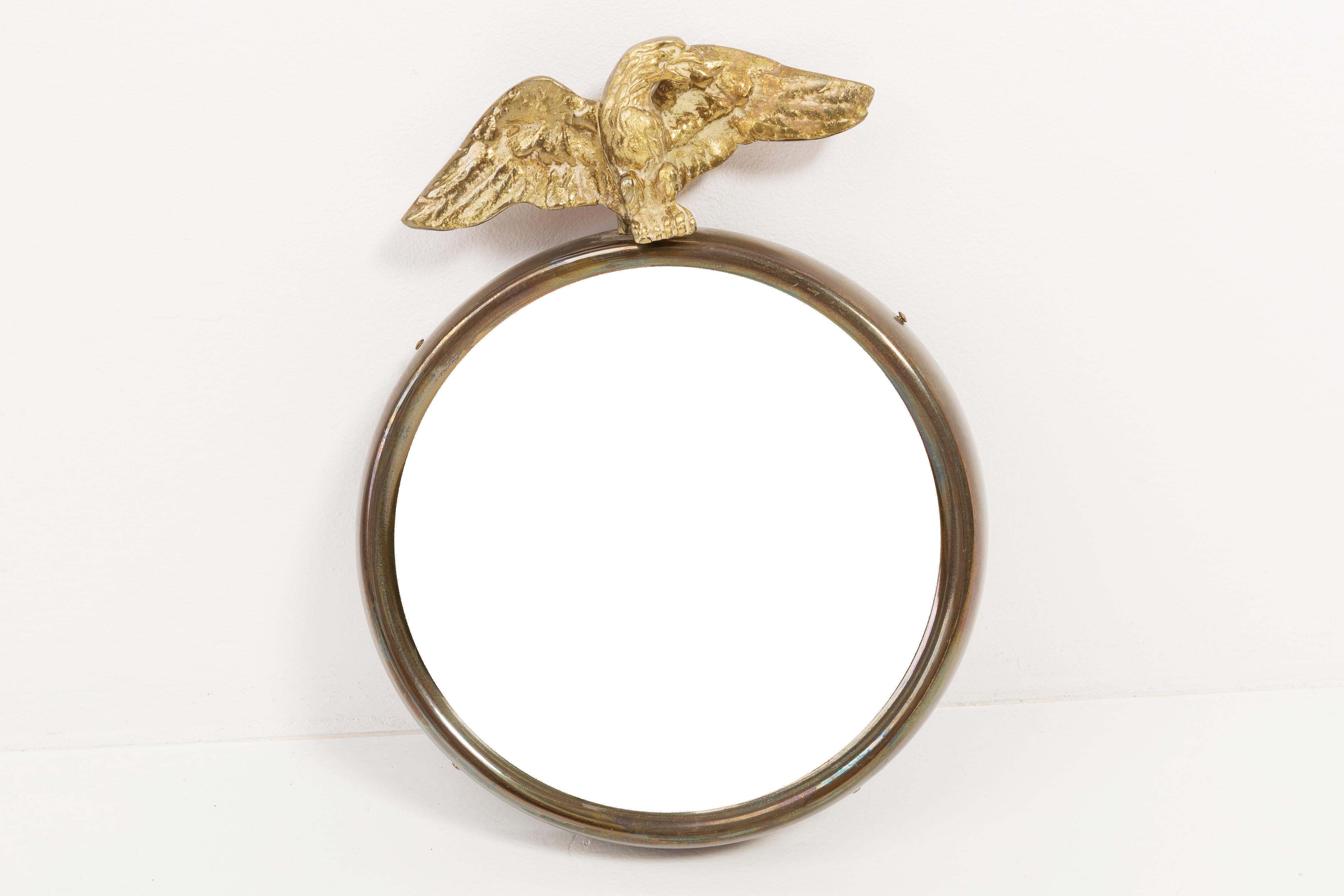 20th Century Vintage Unique Small Gold Decorative Mirror with Eagle, Europe, 1960s For Sale