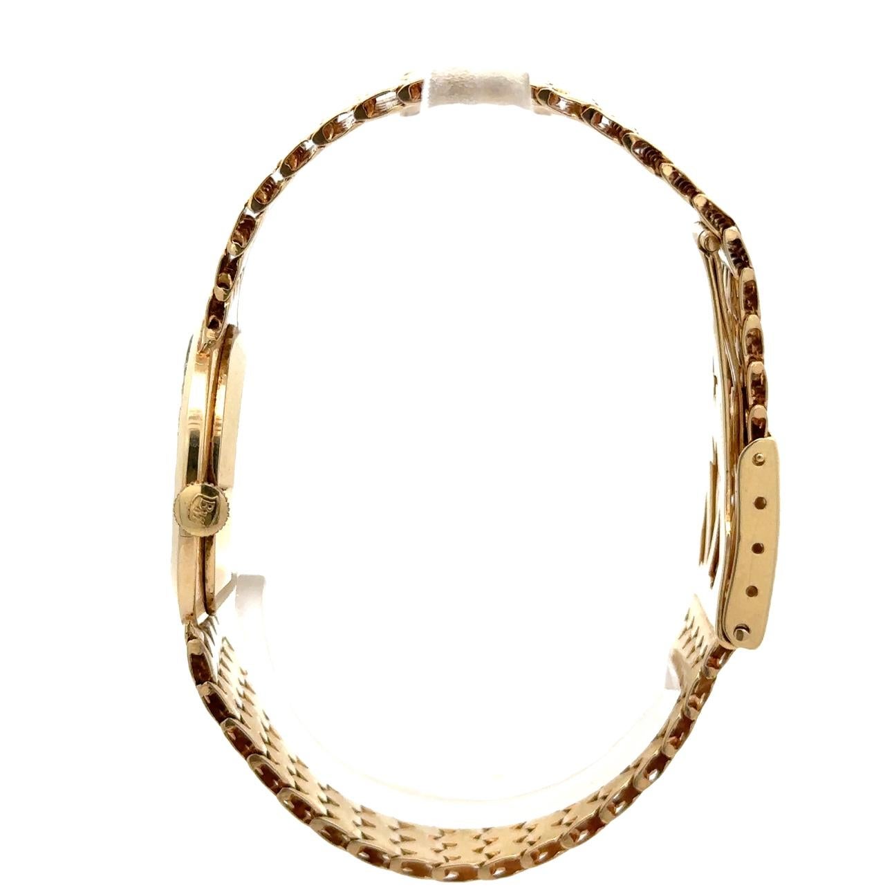 Vintage Unisex 14k Yellow Gold Baume & Mercier Mechanical Wrist Watch Bracelet en vente 6
