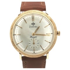 Vintage Unisex 14k Yellow Gold Zodiac Hermetic 33mm Mechanical Swiss Wrist Watch