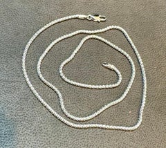 Cadena unisex vintage de oro blanco de 14 quilates de 17 pulgadas de largo y 1,6 mm, italiana , 3,8 gm