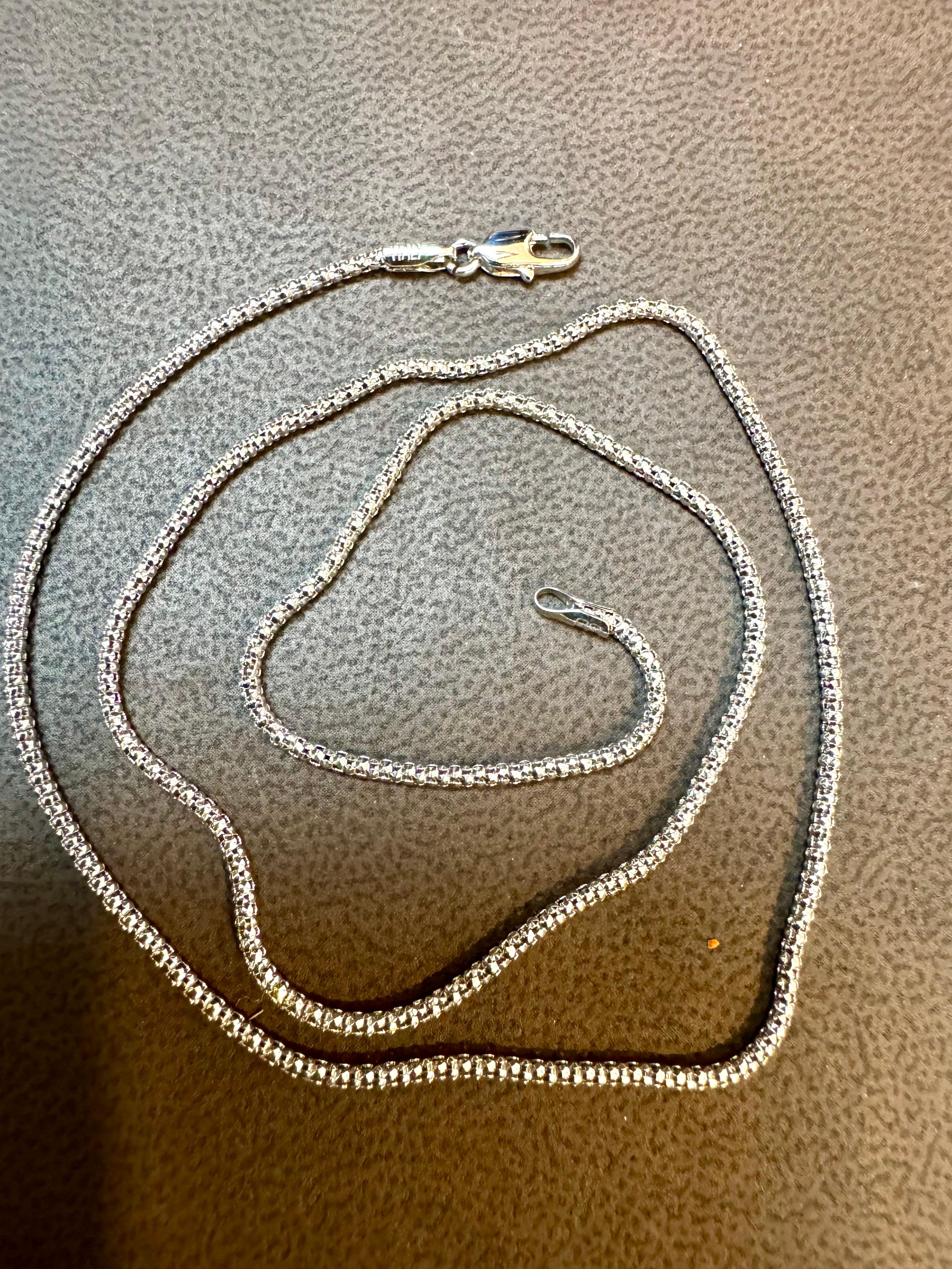 Catena vintage unisex in oro bianco 14kt da 17 pollici, 1,6 mm, italiana, 3,8 gm In condizioni ottime in vendita a New York, NY