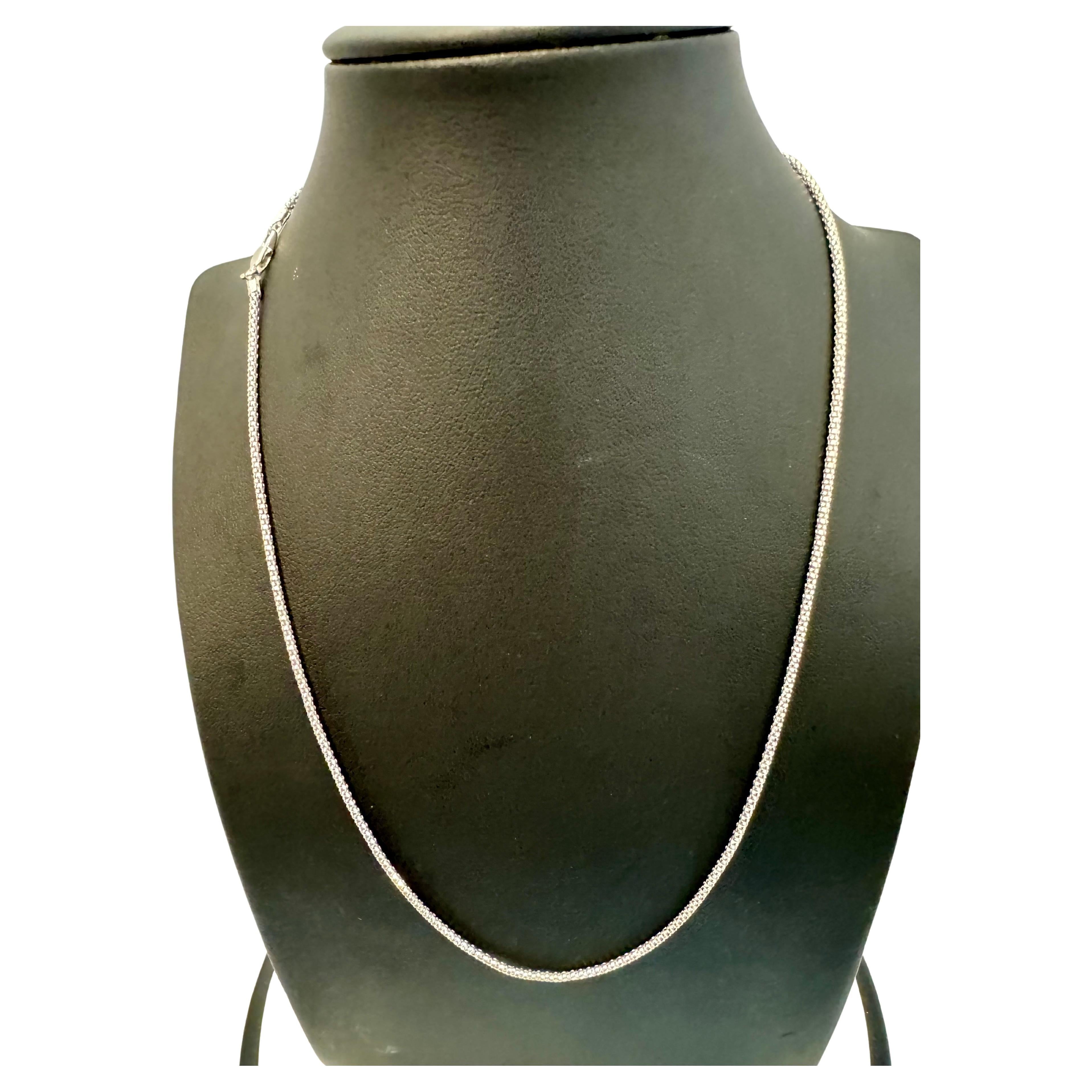 Vintage Unisex 14kt Weißgold 17 Zoll lange Kette 1,6 mm, Italienisch , 3,8 gm