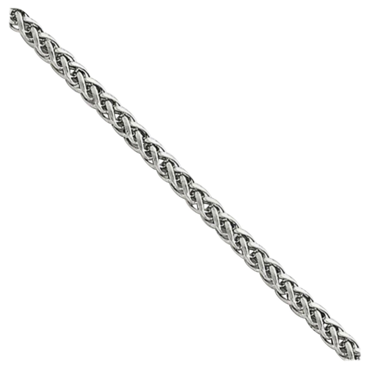 Chaîne vintage unisexe en or blanc 14 carats avec chaîne en forme de blé creux, Italie, 11 g