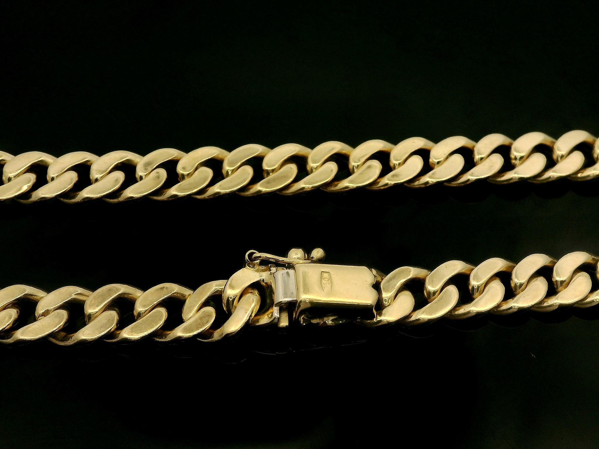 Material: Solid 18k Yellow Gold 
Weight: 65.3 Grams
Chain Type: Cuban/Curb Link
Chain Length: 21 inches (measured next to ruler)
Chain Width: 6.2mm (0.24