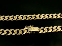 Collana vintage unisex in oro giallo massiccio 18k da 21" 6,2 mm con catena cubana A Link