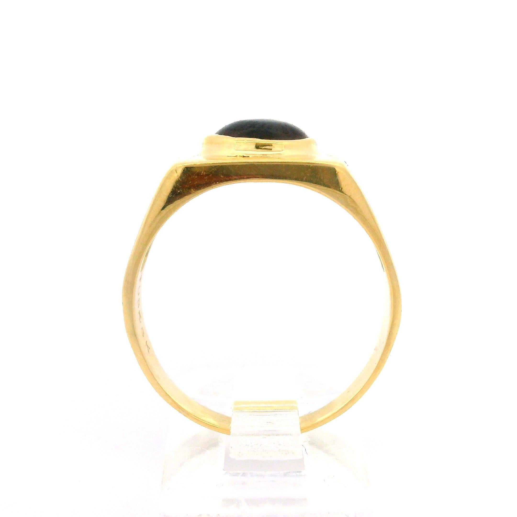 Vintage Unisex 18k Amarillo Oro Oval Granate Solitario Signet Band Ring 2