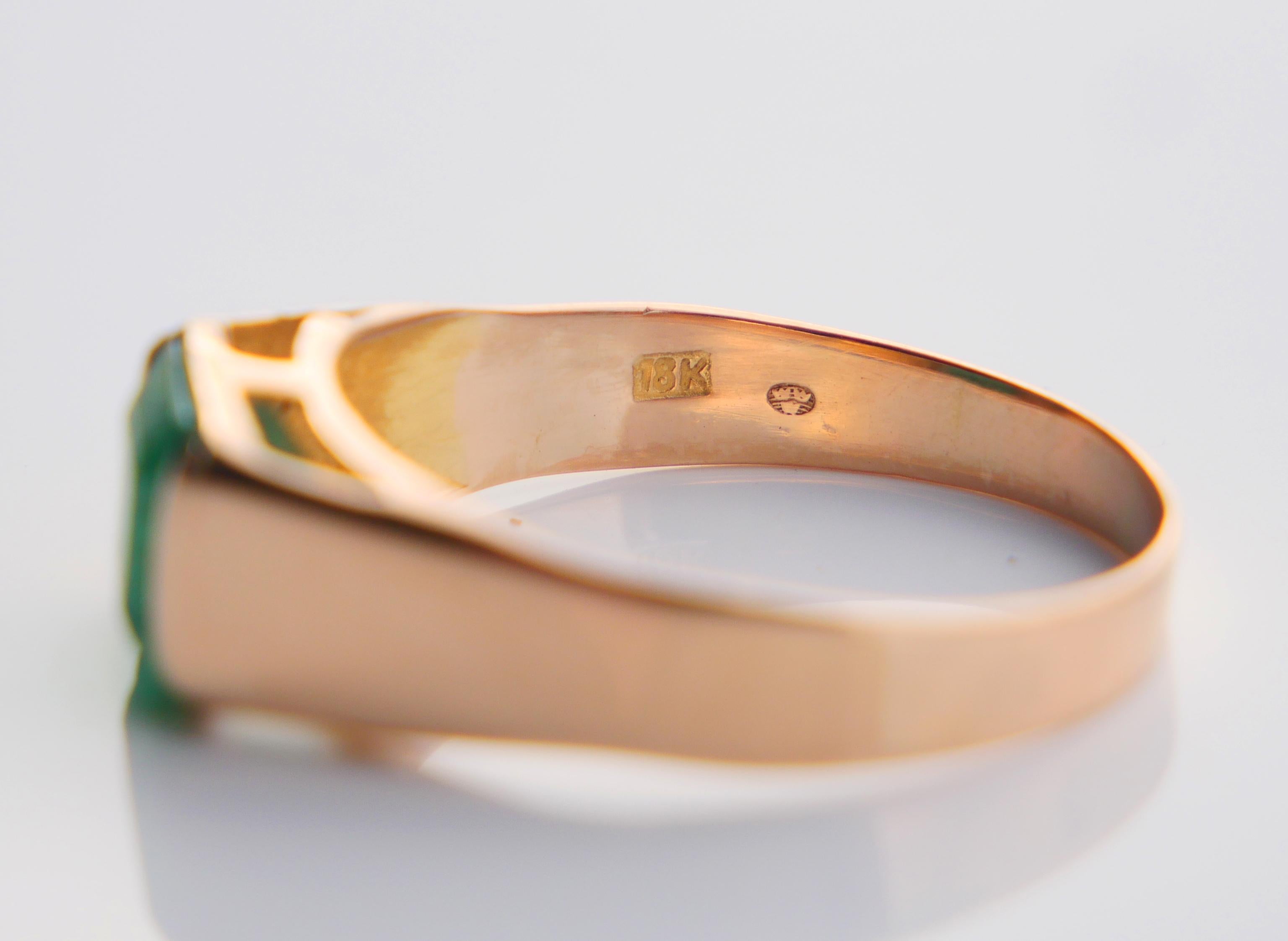 Vintage Unisex Ring natürlich 1.5ct Smaragd massiv 18K Gelbgold Ø US8.5 / 2.7gr im Angebot 8