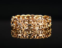 Vintage Unisex Ring X- links solid 18K Gold Ø US8 / 2.15gr