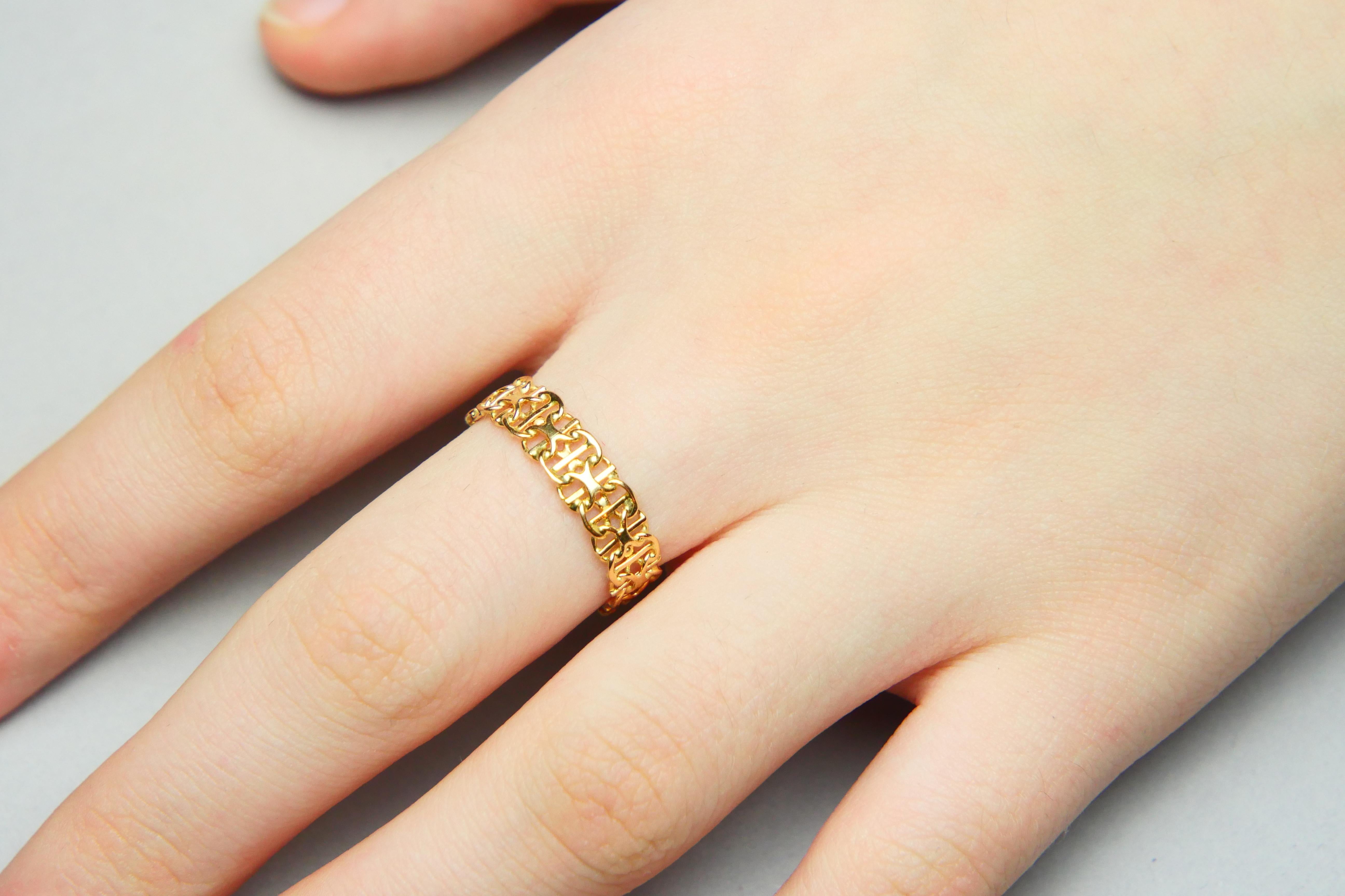 Vintage Unisex Ring X- links solid 18K Gold Ø US8 / 2.15gr Unisexe en vente