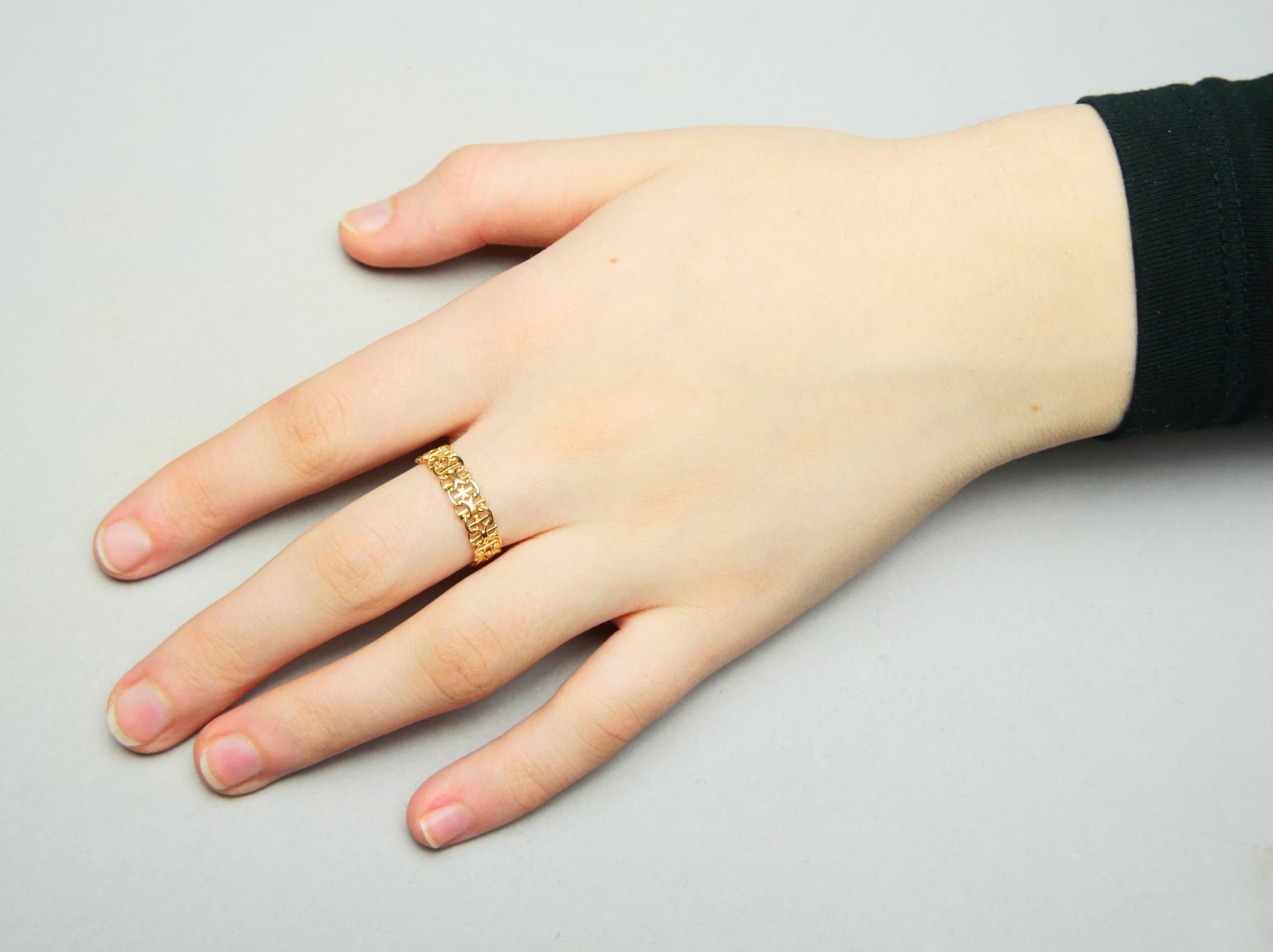 Vintage Unisex Ring X- links solid 18K Gold Ø US8 / 2.15gr en vente 1