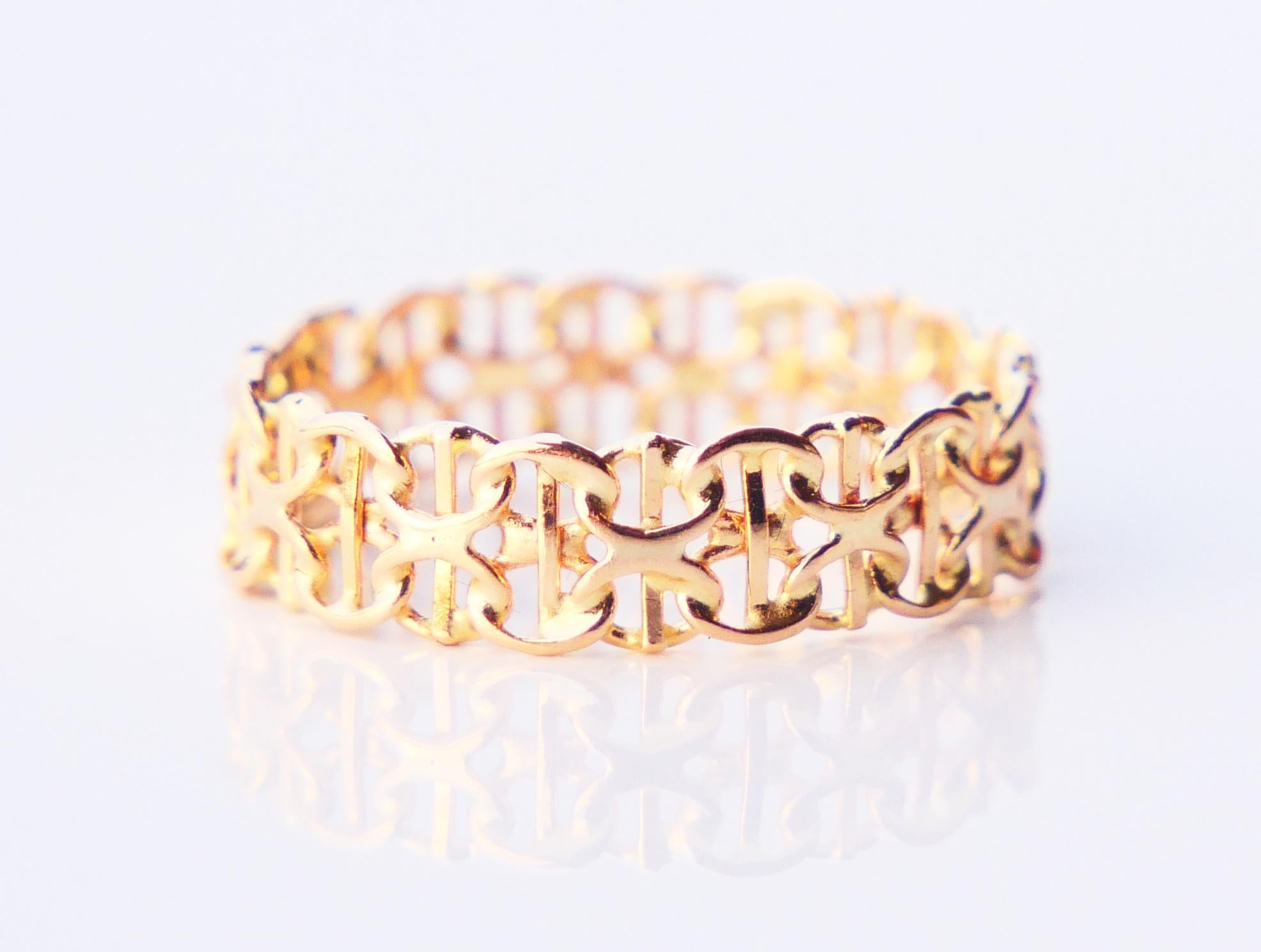 Vintage Unisex Ring X- links solid 18K Gold Ø US8 / 2.15gr en vente 2