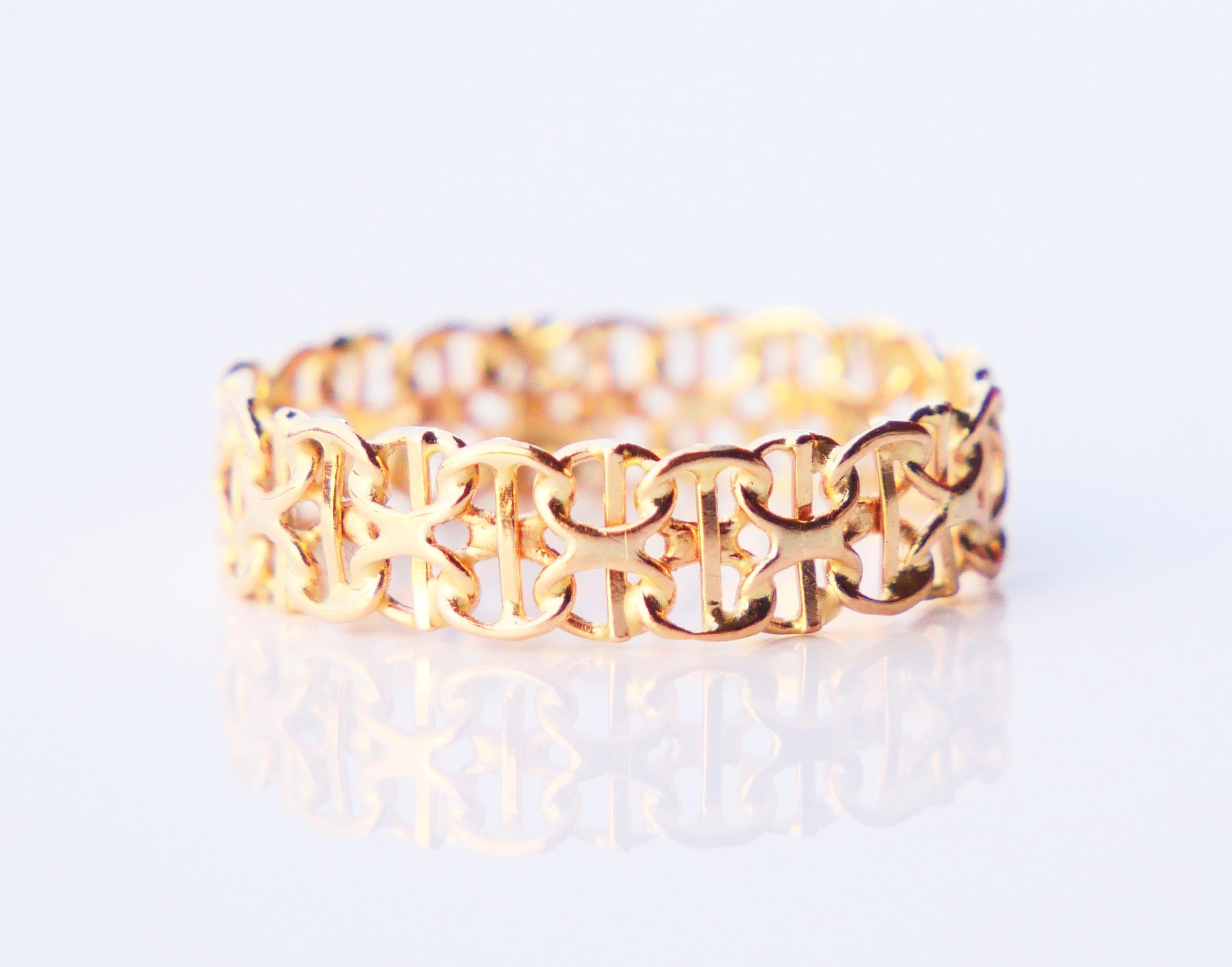 Vintage Unisex Ring X- links solid 18K Gold Ø US8 / 2.15gr en vente 3
