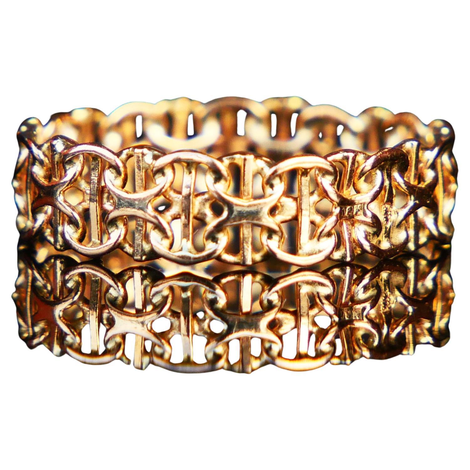Vintage Unisex Ring X- links solid 18K Gold Ø US8 / 2.15gr