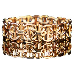 Vintage Unisex Ring X- links solid 18K Gold Ø US8 / 2.15gr
