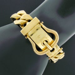Vintage Unisex Solid 18k Gold Heavy Cuban Curb Link Chain & Buckle Bracelet