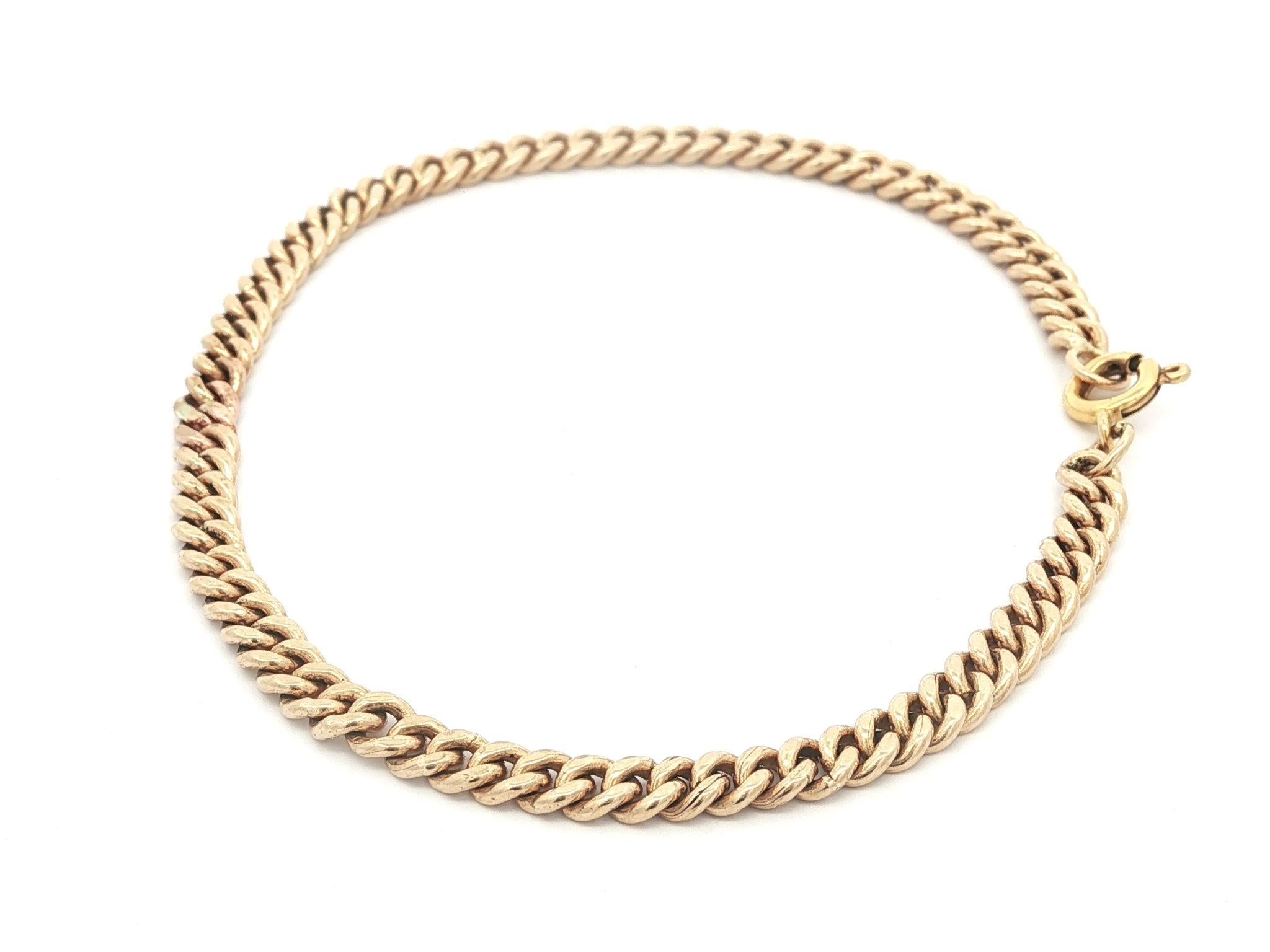 Pulsera unisex vintage de oro amarillo de 7