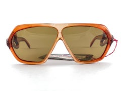 Vintage Unisol Oversized Translucent Honey 1970'S Sunglasses Made In France