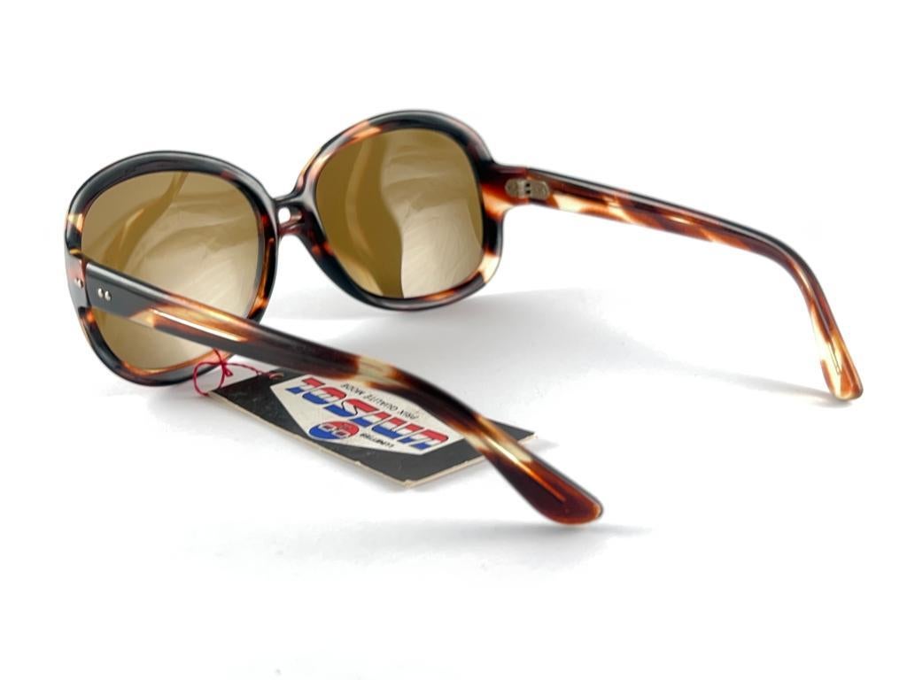 Vintage Unisol Oversized Translucent Tortoise 1970'S Sunglasses Made In France For Sale 6