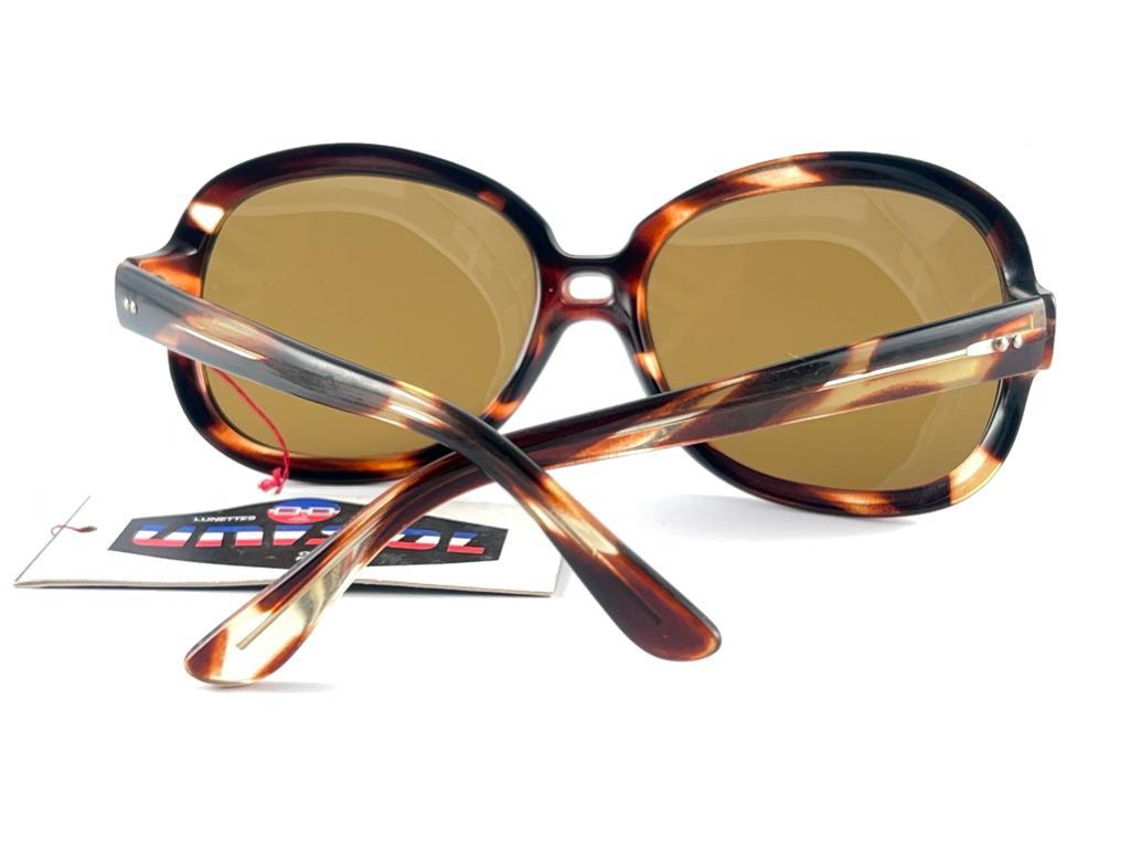 Vintage Unisol Oversized Translucent Tortoise 1970'S Sunglasses Made In France For Sale 7