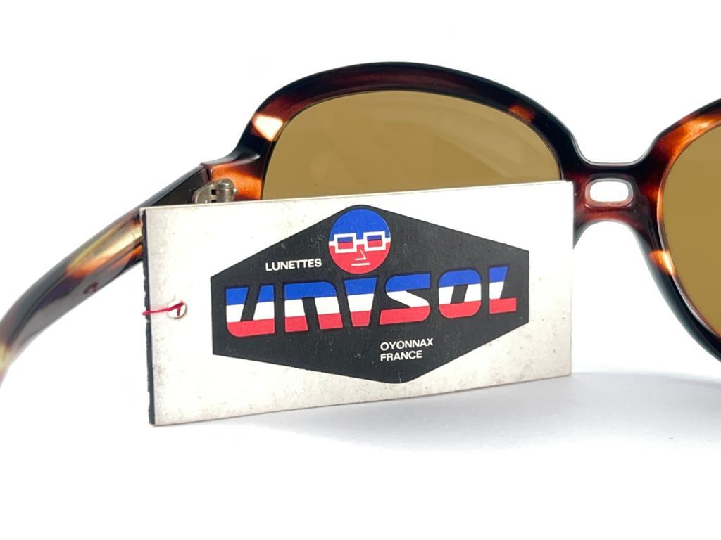 Vintage Unisol Oversized Translucent Tortoise 1970'S Sunglasses Made In France For Sale 3