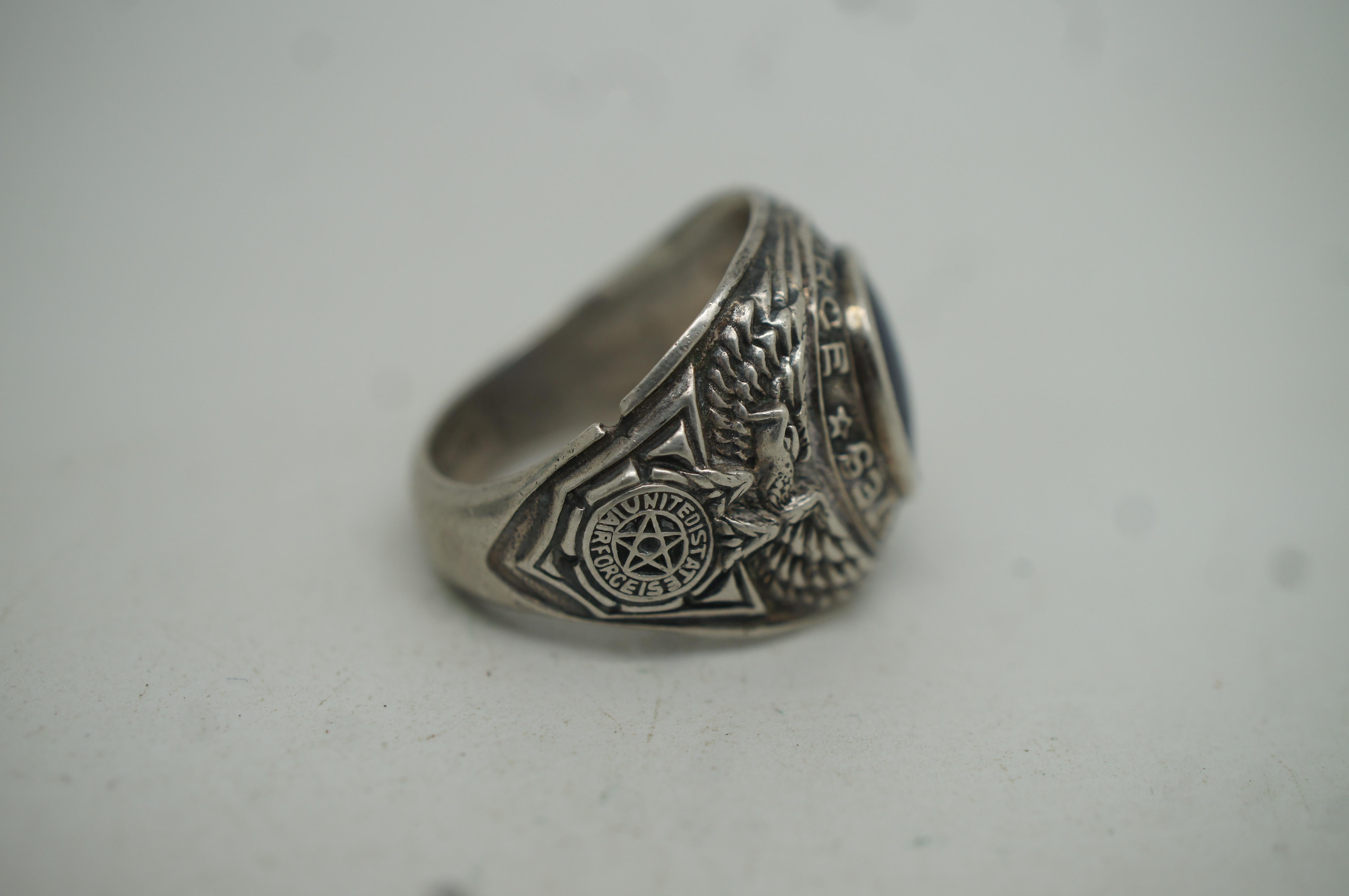 Vintage United States Air Force Sterling Silver Mens Ring Uncas 13g 2