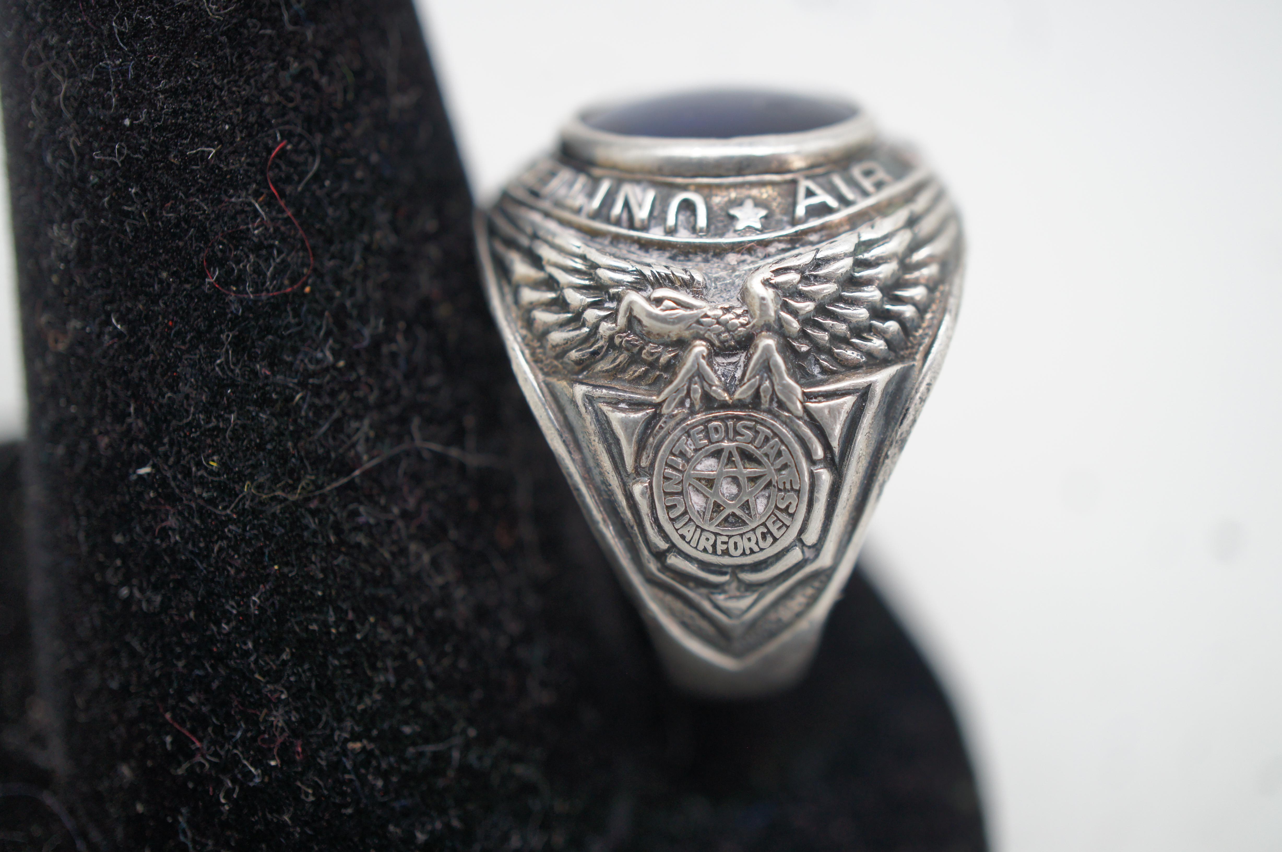 American Classical Vintage United States Air Force Sterling Silver Mens Ring Uncas 13g