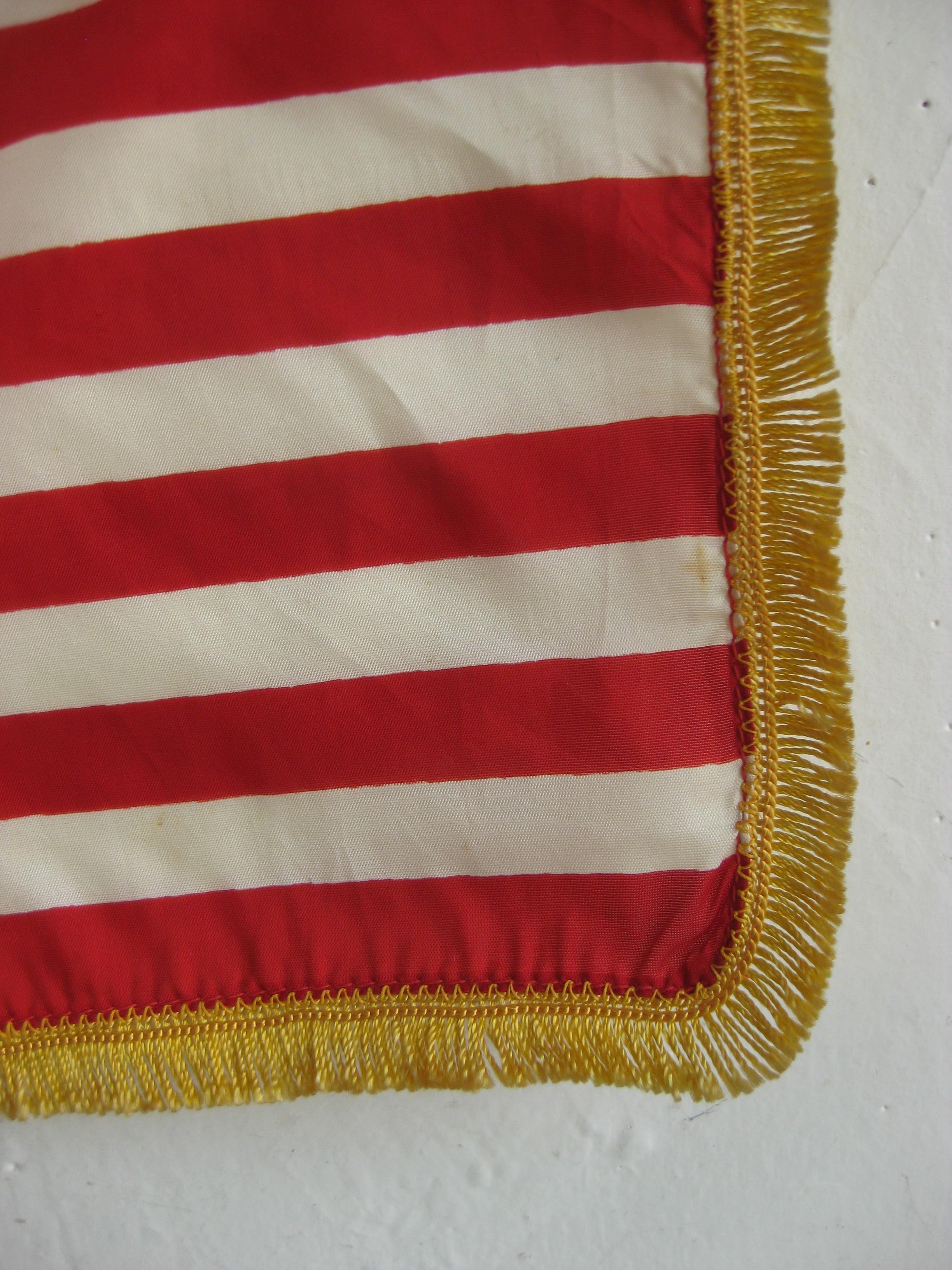 Vintage United States Military Desk 50 Star American Silk Flag on Brass Flagpole 3