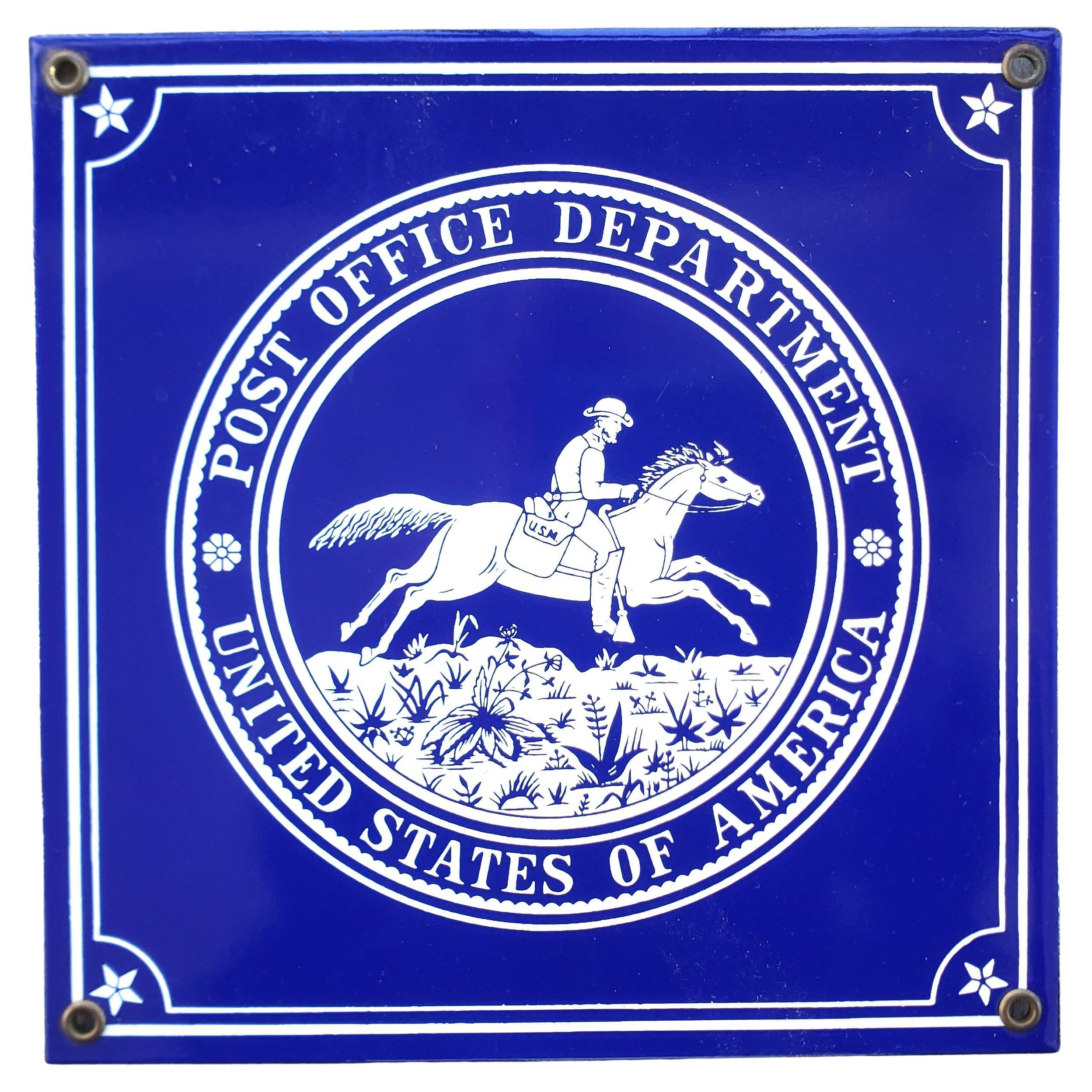 Vintage United States Post Office Department Emaille-Werbeschild  im Angebot