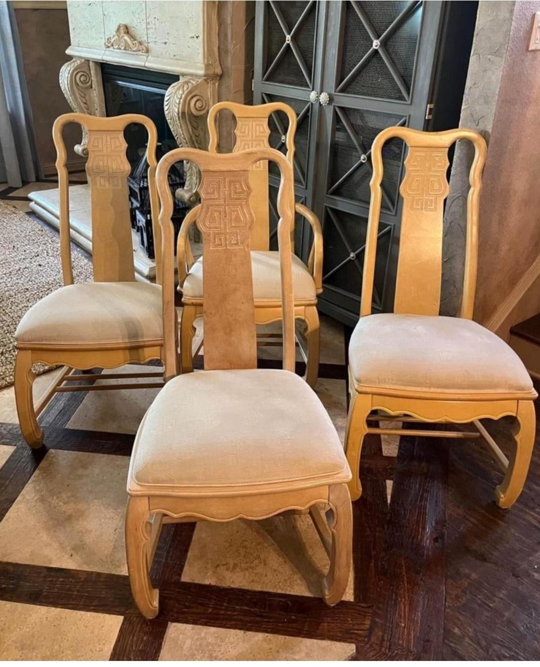 Wood Vintage Universal Furniture Chinoiserie Set of 4 Chairs For Sale