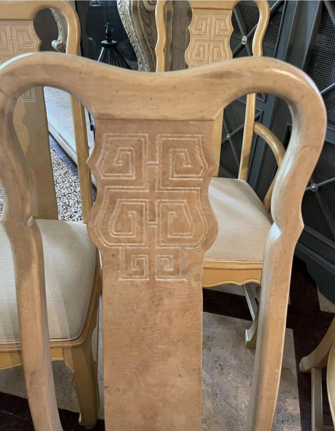 Tissu d'ameublement Ensemble de 4 chaises vintage Universal Furniture Chinoiserie en vente