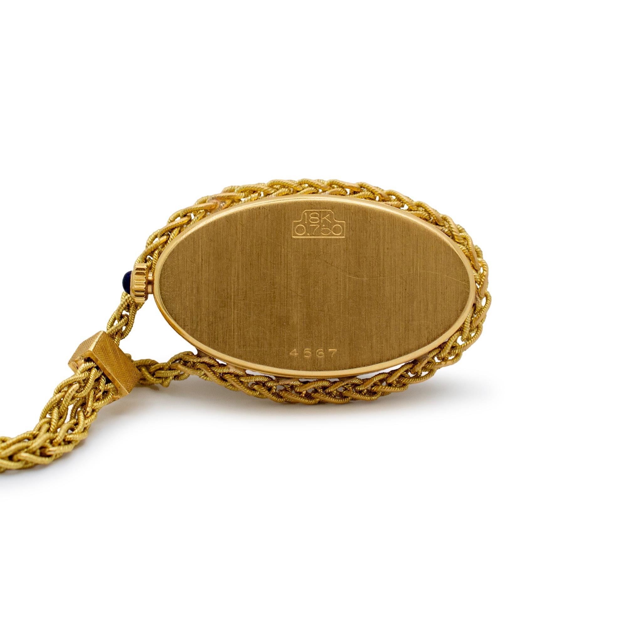 Vintage Universal Geneve 04971 18K Yellow Gold Diamond Watch Pendant Necklace For Sale 2