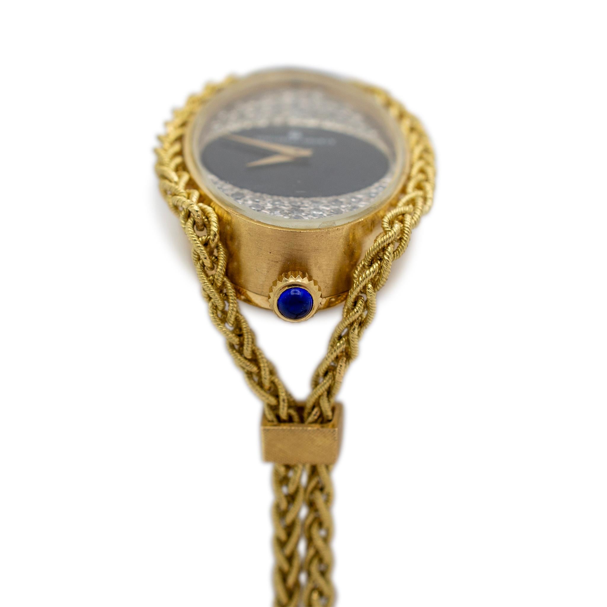 Vintage Universal Geneve 04971 18K Gelbgold Diamant-Uhr-Anhänger-Halskette, Vintage im Zustand „Hervorragend“ in Houston, TX