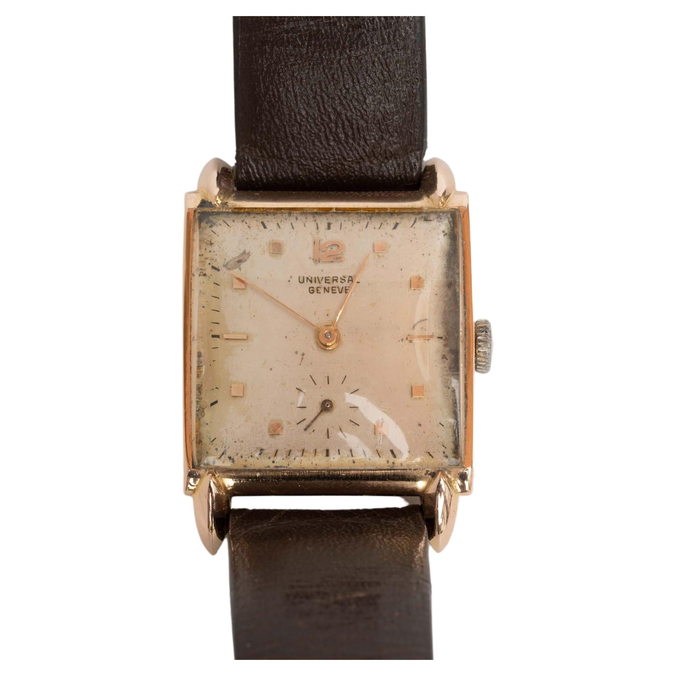 Vintage Universal Geneve 18k Pink Gold Wristwatch