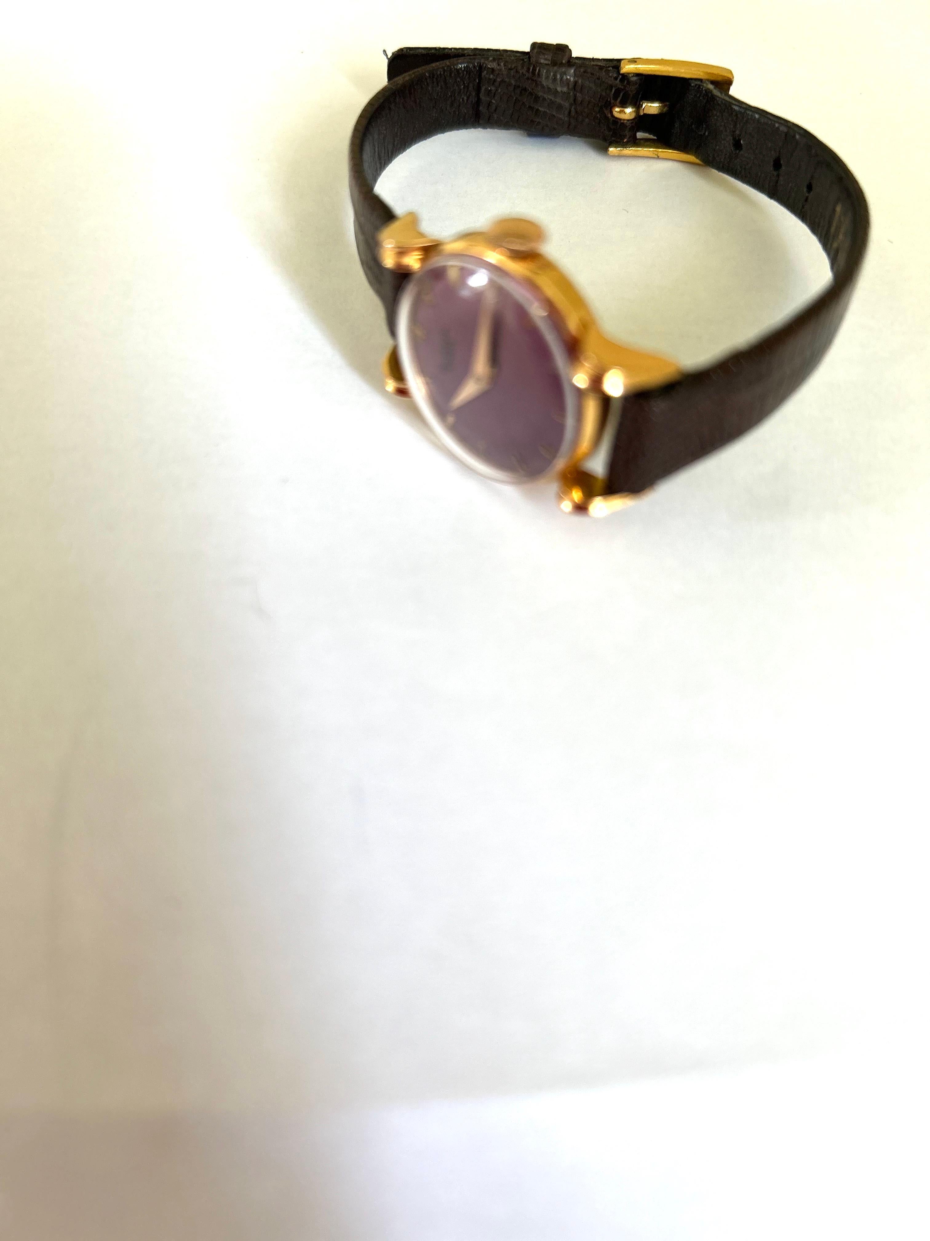Vintage Universal Geneve 18k Rose Gold Wristwatch 1950 For Sale 10