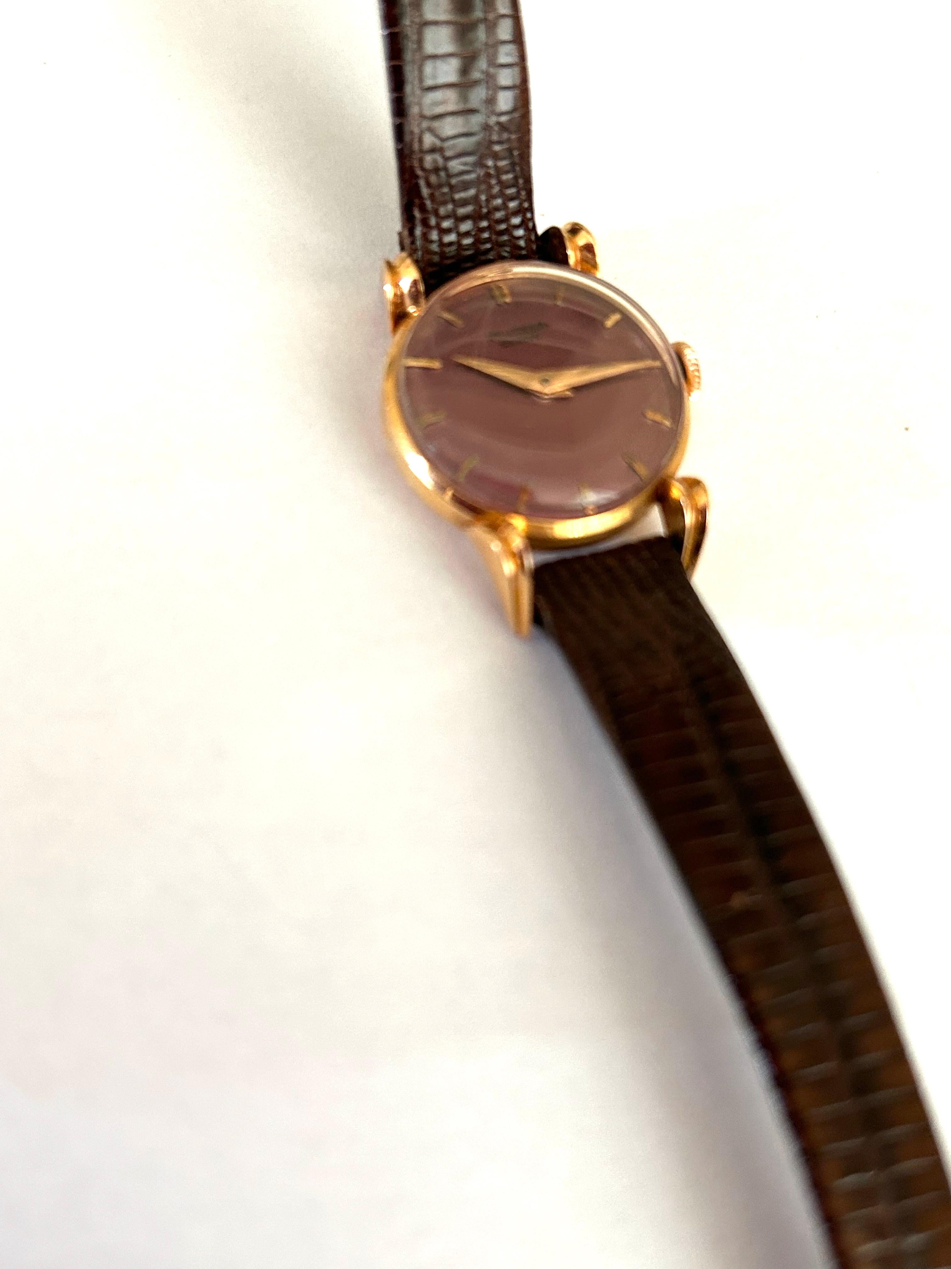 Vintage Universal Geneve 18k Rose Gold Wristwatch 1950 For Sale 1