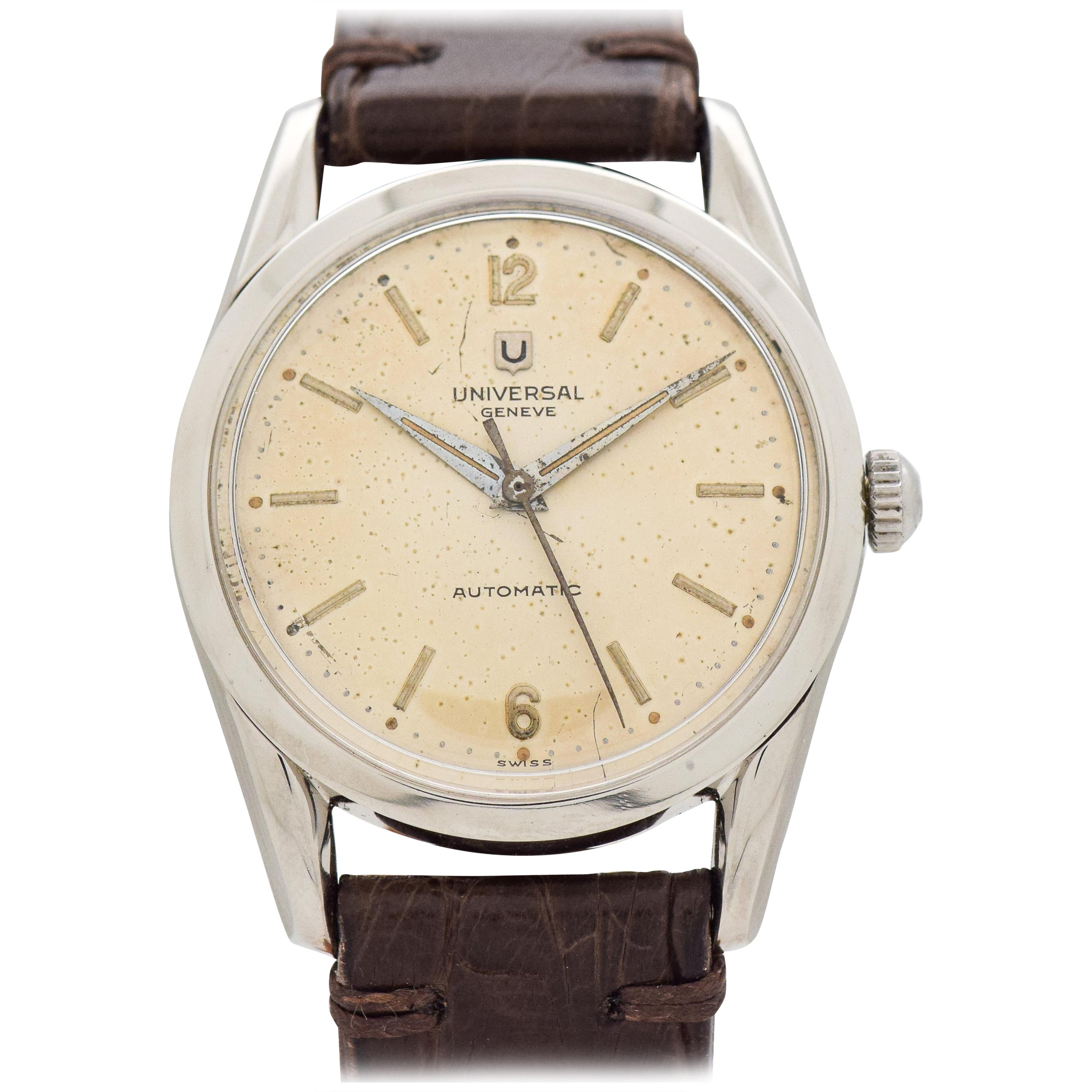 Vintage Universal Geneve Stainless Steel Watch, 1956 For Sale