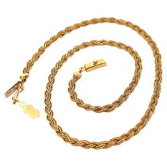 Vintage Uno-A-Erre Unisex 18k Yellow Gold Braided Wheat Link Chain Necklace