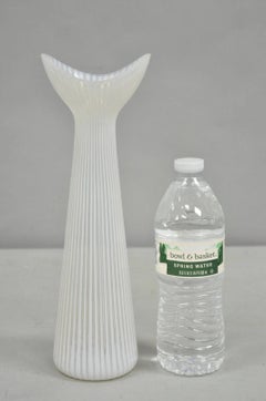 Vintage Uno Westerberg Spectra Pukeberg White Opalescent Glass Ribbed Vase