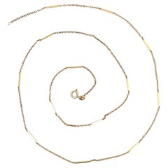 Vintage UNOAERRE 14k Yellow Gold 24" Long Bar & Cable Link Chain Necklace