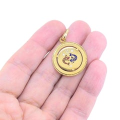 Vintage UnoAErre 18k Gold Enamel Pisces Zodiac Pendant Charm