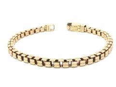 Vintage UnoAErre 9k Yellow Gold 3.8mm Box Link Chain Bracelet Custom Clasp