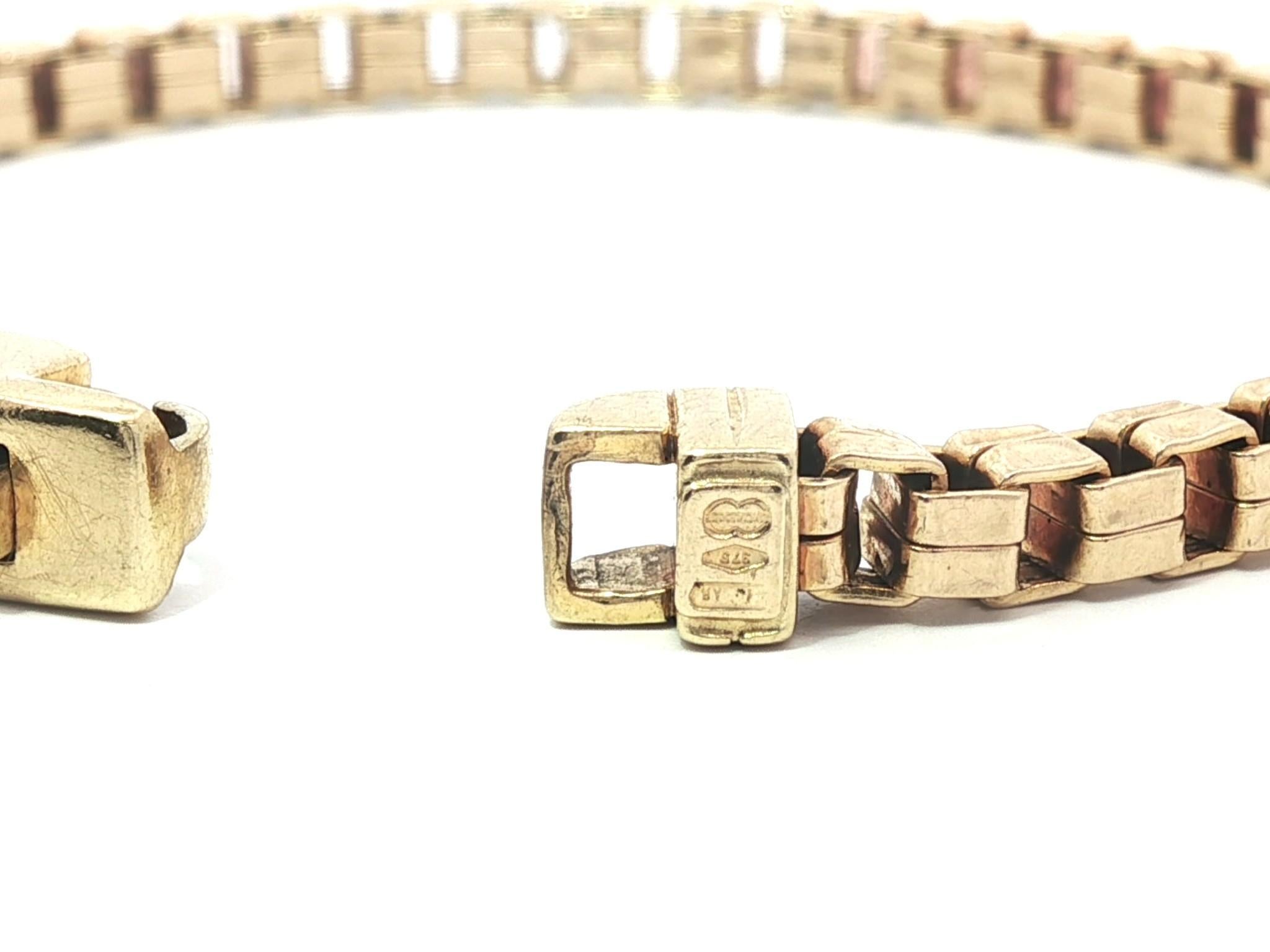 By Vintage UnoAErre Or Jaune 9k 3.8mm Box Link Chain Bracelet Clasp Custom Pour femmes en vente