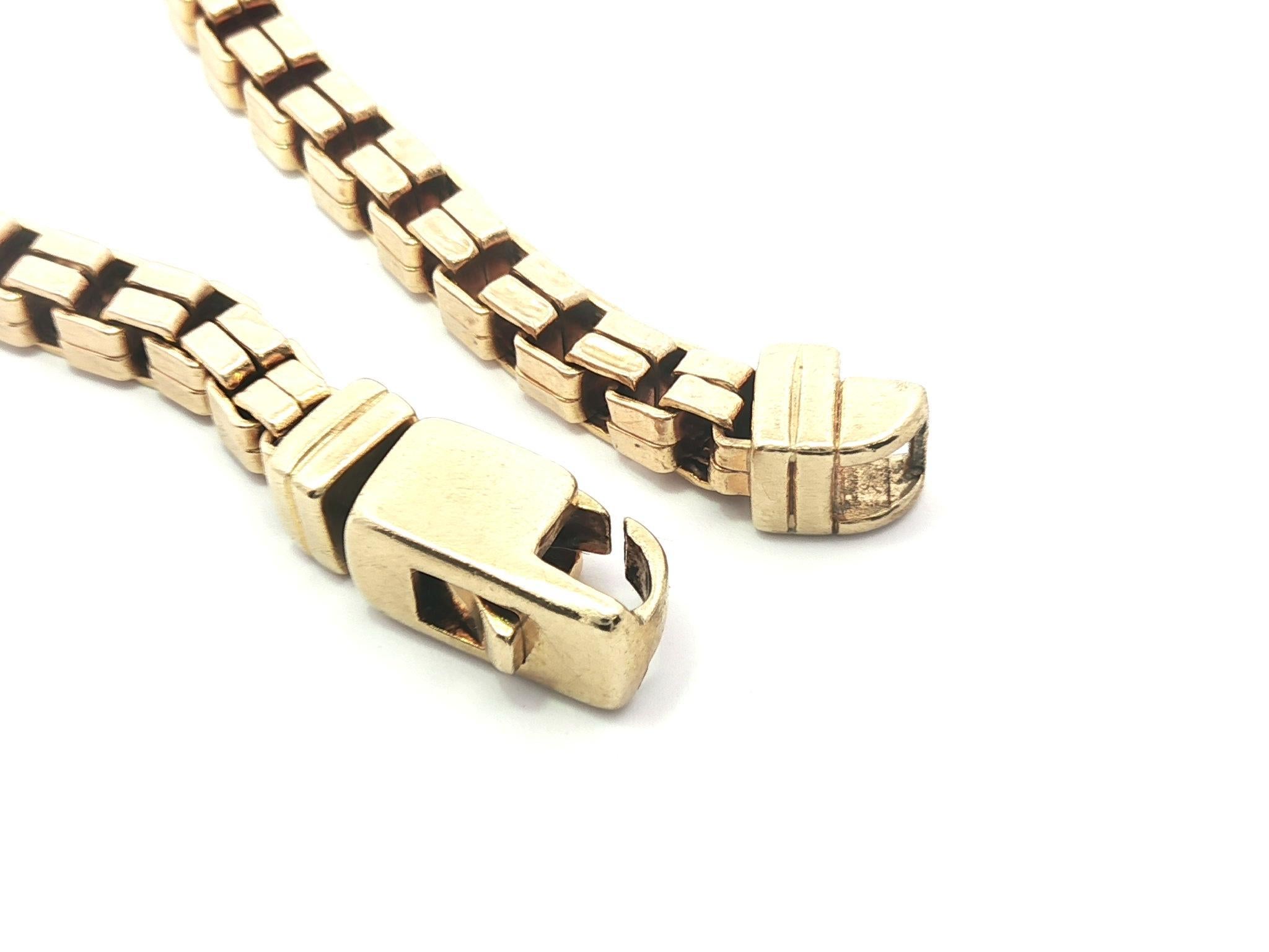 By Vintage UnoAErre Or Jaune 9k 3.8mm Box Link Chain Bracelet Clasp Custom en vente 1