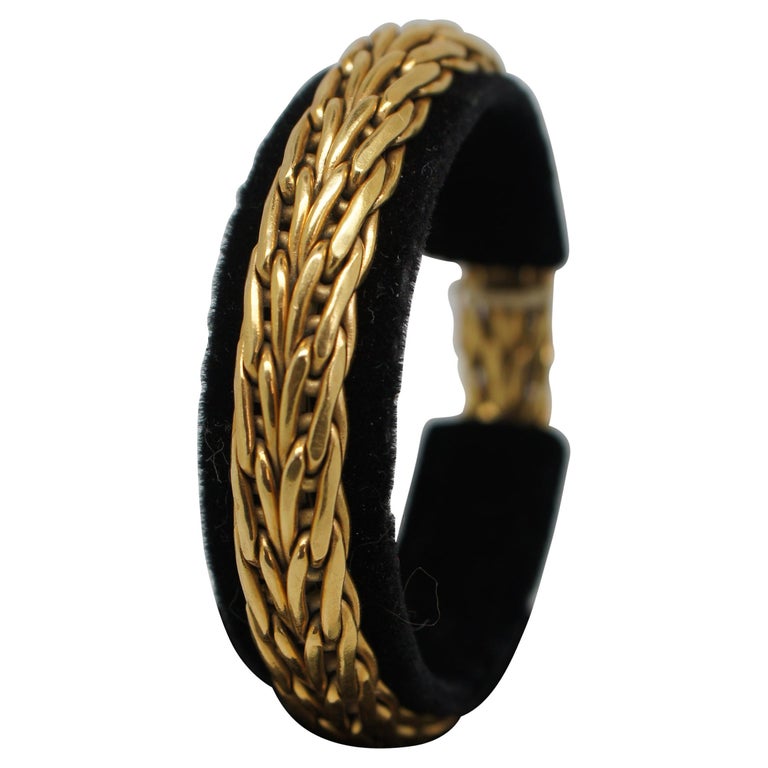 Vintage UnoAErre Arezzo Italy 18K Gold Woven Chain Bracelet For Sale at  1stDibs